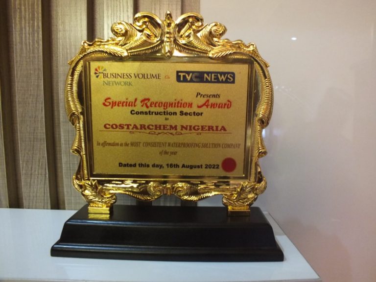 TVC’S SPECIAL RECOGNITION AWARD TO COSTARCHEM NIGERIA